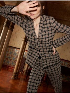 Siyu Merino Wool Knit Ayante Plaid Blazer